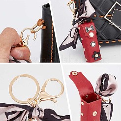 Pu レザー口紅収納袋ペンダント キーホルダー  合金パーツ  女性のための女の子の車のキーバッグアクセサリー  暗赤色  15cm&nbsp;KEYC-WH0036-23B