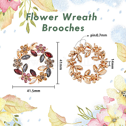 Blumenkranz bunte Strassbrosche&nbsp;JEWB-WH0026-19