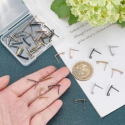 40個 4色PVD真空メッキ304ステンレススチールスタッドピアス金具  カン付き  ミックスカラー  10個/カラー&nbsp;STAS-UN0023-91