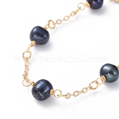 Bracelets à maillons en perles de culture d'eau douce naturelles&nbsp;BJEW-JB04818-02