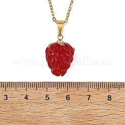 Colgante de frambuesa hecho a mano con técnica de soplado de vidrio&nbsp;NJEW-JN06189