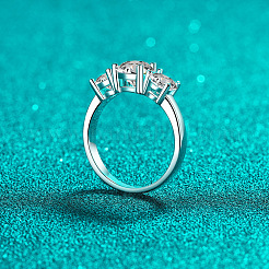 Anelli da dito in argento sterling rodiato con pavé di moissanite da 925 mm&nbsp;WG3C802-04