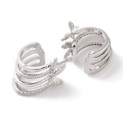 Женские серьги-манжеты из латуни с микропаве и прозрачным цирконием EJEW-I305-06P