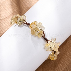 Регулируемые браслеты из плетеных бусин из натурального желтого кварца для женщин BJEW-U035-02J