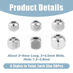 180 шт. 6 стиля 202 бусины из нержавеющей стали STAS-DC0015-05