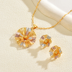 Комплекты из винтажных латунных серег-гвоздиков и ожерелий с подвесками в виде цветов для женщин&nbsp;NK5083