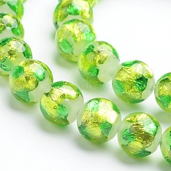 Ручной серебряная фольга Стеклянные круглые бусины FOIL-I008-02