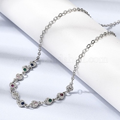 Collares con colgante de corazón de circonita cúbica micro pavé de latón&nbsp;NJEW-B157-13P