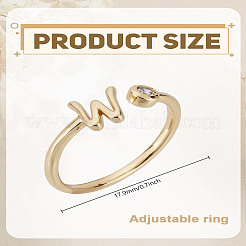 1 anello aperto in ottone micro pavé con zirconi cubici trasparenti per donna&nbsp;RJEW-LP0002-37W