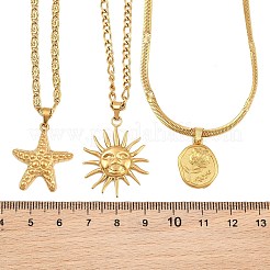 Colgante de disco de estrella de mar solar de acero inoxidable 304 con diseño de océano&nbsp;SA-CBA9AC8-01G
