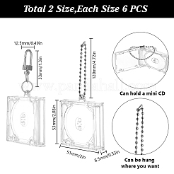 12 комплект пластиковых CD-фоторамок-брелков AJEW-DR0002-05