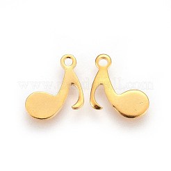 ステンレスペンダント201個  音符  ゴールドカラー  9.5x9.5x0.7mm  穴：1.3mm&nbsp;STAS-I100-05G