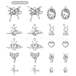 20 Stück 10 Stile Legierung mit Strass-Anhängern&nbsp;FIND-YW0004-98
