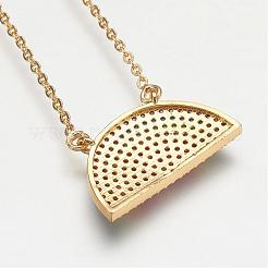 Colliers en laiton avec pendentif avec zircone cubique de micro pave&nbsp;NJEW-J051-19G