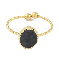 Anelli da dito ovali in acciaio inossidabile smaltato 304 con placcatura ionica (ip)&nbsp;RJEW-L107-071G-02