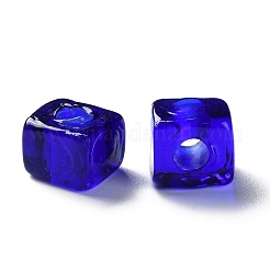 手作りランプワークビーズ  正方形  ダークブルー  9.5~11.5x10~12x8~8.5mm  穴：3.5~4mm&nbsp;LAMP-Q003-01E