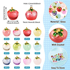 24 шт. 12-х цветные прозрачные стеклянные подвески в форме яблока DGLA-TA0001-35