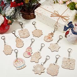 Porte-clés en bois&nbsp;KEYC-WH0029-119