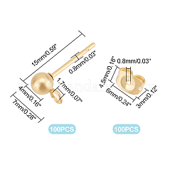 100 шт. фурнитура для сережек-гвоздиков из нержавеющей стали 304 DIY-UN0004-36