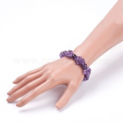 Природный аметист браслеты простирания&nbsp;BJEW-JB03746-04