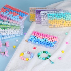 80 pièce de perles focales rondes en silicone de 4 styles&nbsp;SIL-SZ0001-22B