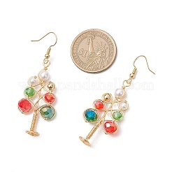 Латунь бисер болтающиеся серьги EJEW-TA00662