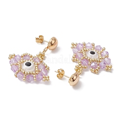 Boucles d'oreilles à tige en perles de rocaille en verre&nbsp;EJEW-MZ00270-01