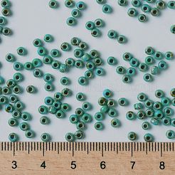 MIYUKIラウンドロカイユビーズ  日本製シードビーズ  （rr4514)不透明なターコイズブルーのピカソ  8/0  3mm  穴：1mm  約422~455PCS /ボトル  10 G /ボトル&nbsp;SEED-JP0009-RR4514
