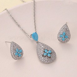 Комплекты из латунных подвесок и серег-гвоздиков с микропаве из кубического циркония FS-WGE5CB1-01