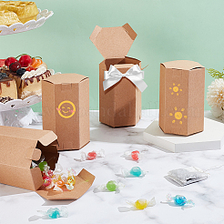 Шестигранные подарочные коробки для хранения мыла ручной работы из крафт-бумаги AJEW-WH0166-25