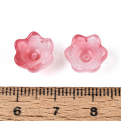 Capuchons de perles de verre transparents bicolores peints à la bombe&nbsp;A-GLAA-Q089-002B-006