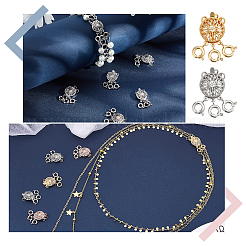 6 набор из 2-х цветных 3-рядных латунных застежек-коробочек с 6 отверстиями KK-SC0002-99