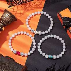 Braccialetti elasticizzati con teschio di Halloween&nbsp;BJEW-JB10499