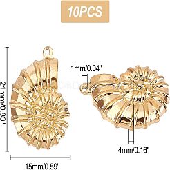 304ステンレススチールペンダント10個  シェル形状  ゴールドカラー  21x15x4~4.1mm  穴：2mm&nbsp;STAS-UN0032-98G