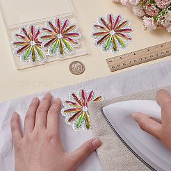 4 Stück Hotfix-Strass in Blumenform (Heißkleber auf der Rückseite).&nbsp;DIY-FG0007-66