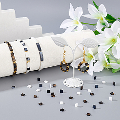 300шт 2 цвета непрозрачные стеклянные бусины с 2 отверстиями SEED-PH0001-76