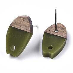 Fornituras de aretes de resina opaca y madera de nogal&nbsp;MAK-N032-010A-B02