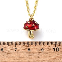 Латунные ожерелья с эмалевым кулоном из огнеупорного кирпича для женщин&nbsp;NJEW-K381-08A-G