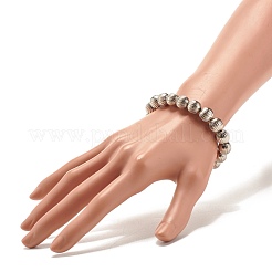 女性用10mmccbプラスチック溝付きラウンドビーズストレッチブレスレット  プラチナ  ビーズ：10mm  内径：2-1/4インチ（5.6cm）&nbsp;BJEW-JB07559