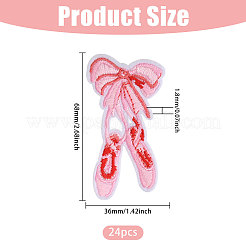 24 шт. бант с танцевальными туфлями из полиэстера с вышивкой&nbsp;PATC-CA0001-36