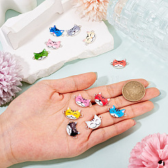 12 шт. 12-цветные эмалевые подвески-соединители в виде котенка&nbsp;FIND-TA0008-95