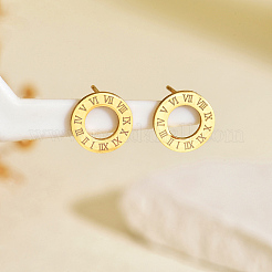 Серьги-гвоздики из нержавеющей стали с римскими цифрами в стиле ретро&nbsp;ZQ6109