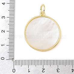Colgantes de latón con microengaste de circonitas cúbicas transparentes y concha blanca natural.&nbsp;CU-CBA6938-12G-01