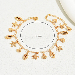 Модные пляжные латунные винтажные браслеты на щиколотку с кисточками в виде морских звезд и ракушек для женщин TK2083