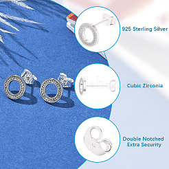 1 пара 925 плоских круглых серег-гвоздиков из стерлингового серебра EJEW-BBC0001-89