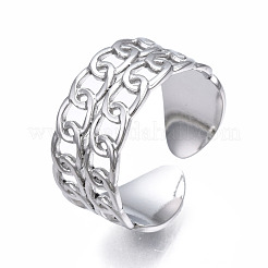 Anello polsino aperto con catena a maglie in acciaio inossidabile 304 anti-ossidazione&nbsp;RJEW-T023-16P