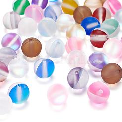 50 шт. 10 цвета синтетические бусины из лунного камня G-YW0001-07