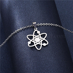 Halsketten mit Anhänger in Form eines Atomsymbols aus Edelstahl 304 für Damen&nbsp;WG2CB86-01