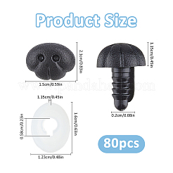 80 pieza de tornillos de seguridad de plástico para manualidades con forma de nariz de perro&nbsp;DOLL-PH0001-68