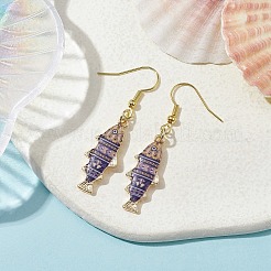 Серьги с подвесками из легкого золотого сплава с эмалью&nbsp;EJEW-JE05607-05